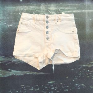 Garage white denim shorts
